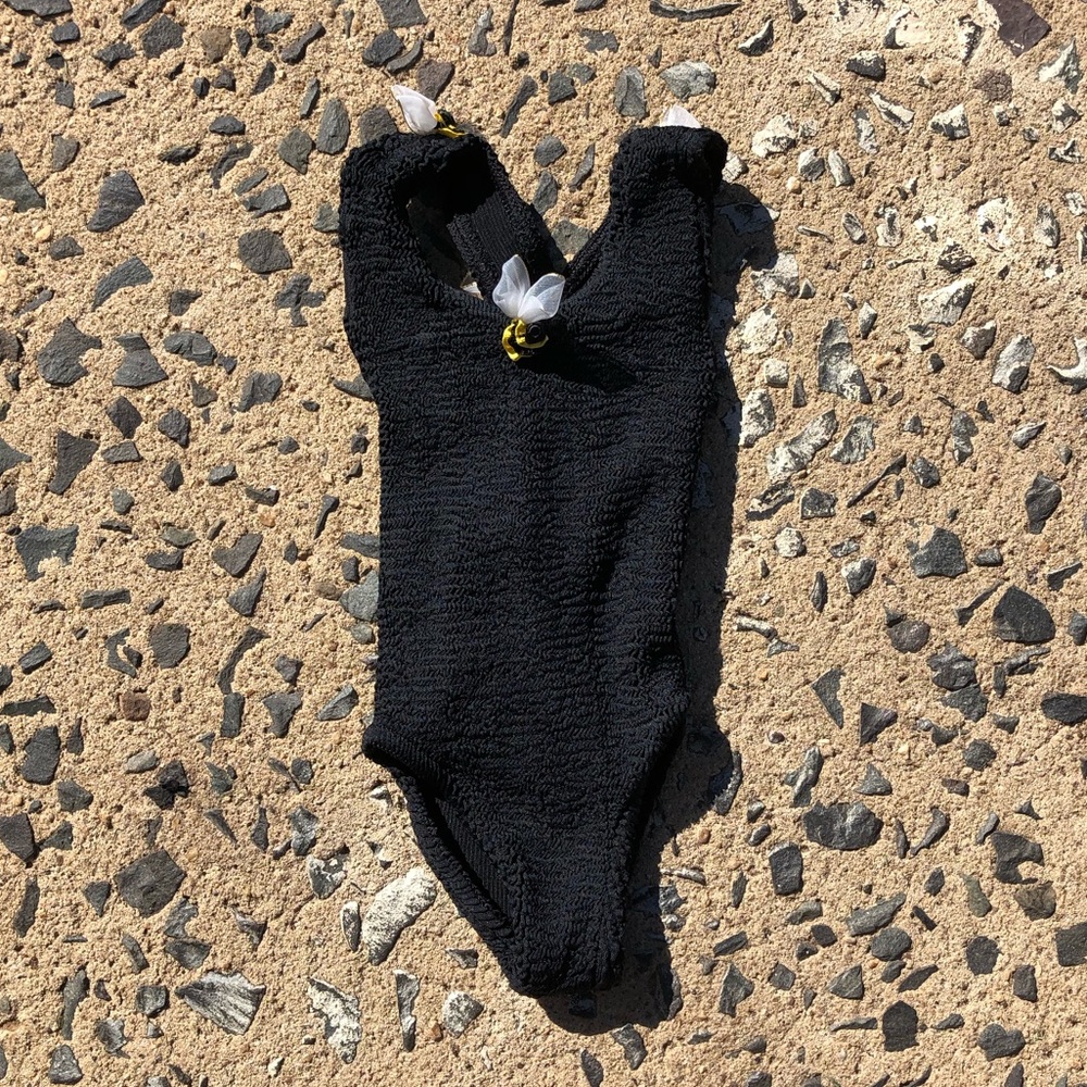 Vintage Hunza G Kids Black One Piece Swimsuit